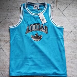 Adidas Turquoise Blue Mesh Tank Top Jersey Size Large 13 14 Nwt New
